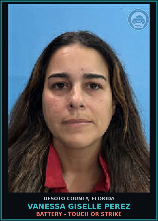 Booking mugshot of Vanessa Giselle Perez in DeSoto County