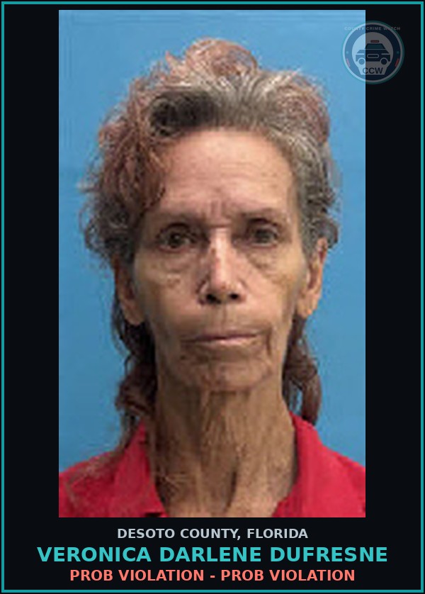Booking mugshot of Veronica Darlene Dufresne in DeSoto County