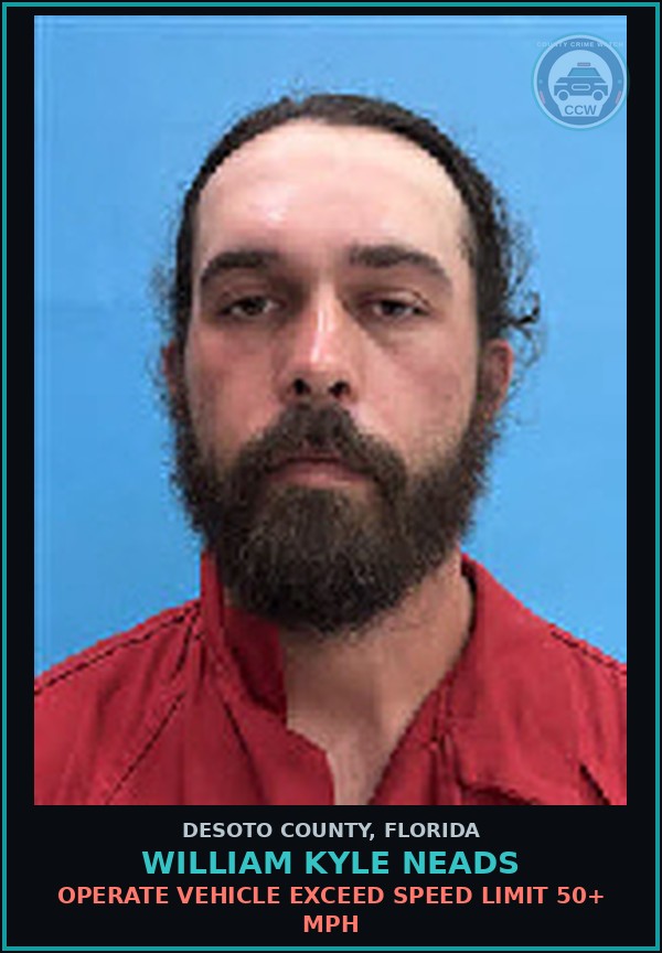 Booking mugshot of William Kyle Neads in DeSoto County