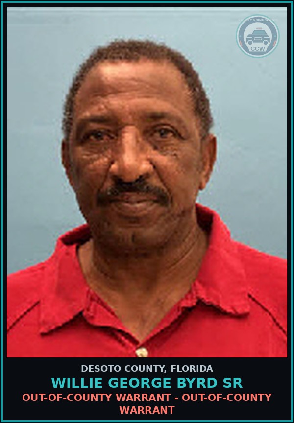 Booking mugshot of Willie George Byrd Sr in DeSoto County