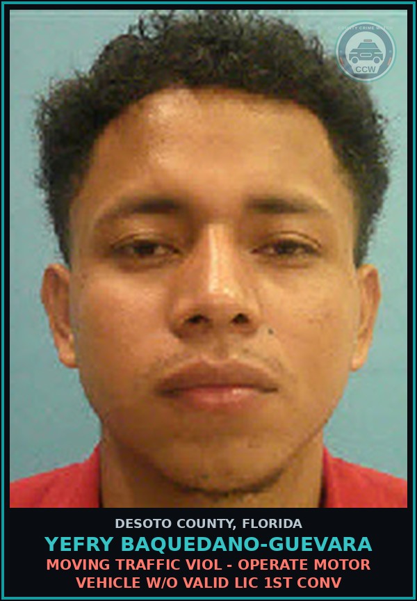 Booking mugshot of Yefry Baquedano-Guevara in DeSoto County