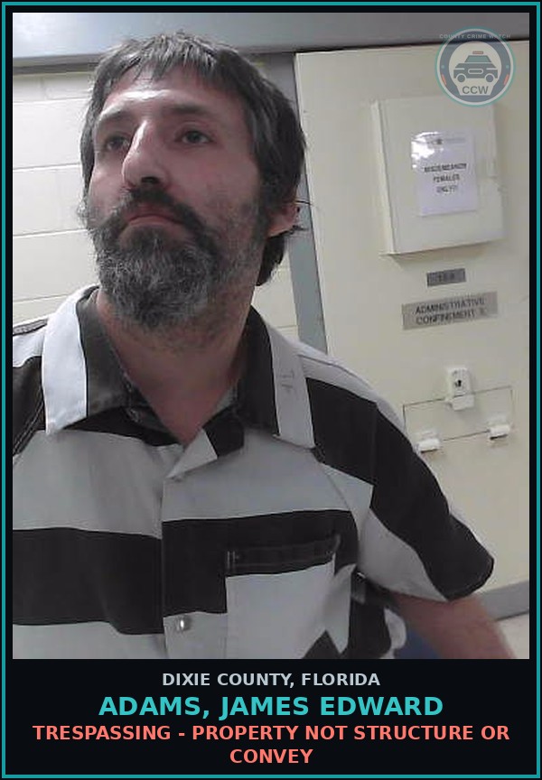 Booking mugshot of ADAMS, JAMES EDWARD in Dixie County
