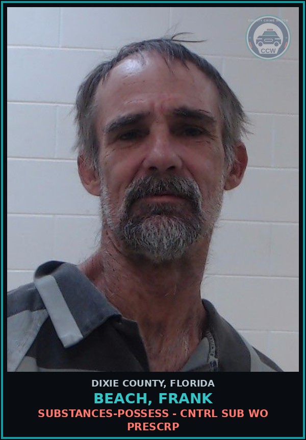 Booking mugshot of BEACH, FRANK in Dixie County