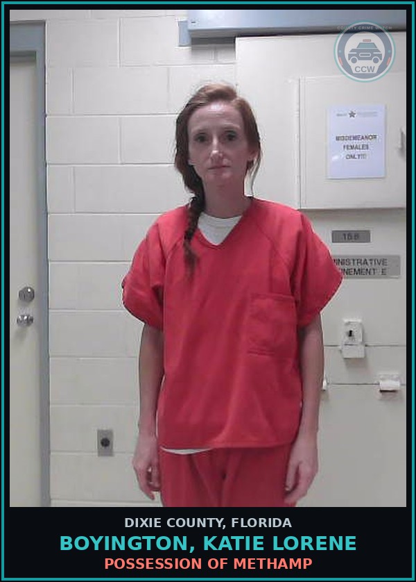 Booking mugshot of BOYINGTON, KATIE LORENE in Dixie County