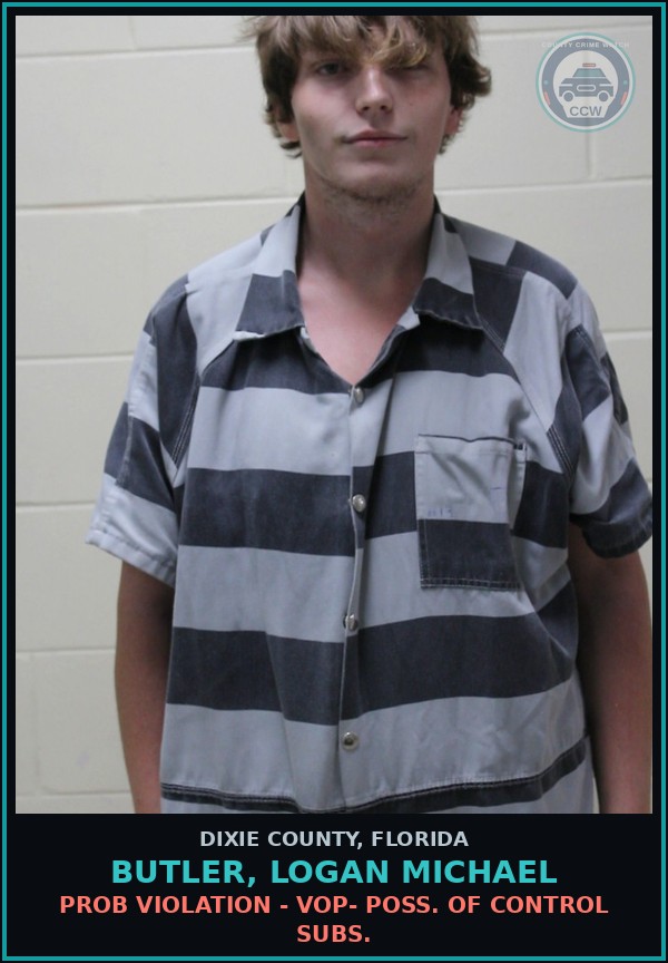 Booking mugshot of BUTLER, LOGAN MICHAEL in Dixie County