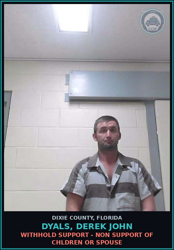Booking mugshot of DYALS, DEREK JOHN in Dixie County