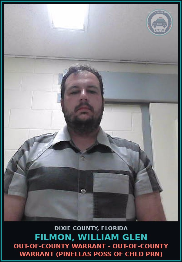 Booking mugshot of FILMON, WILLIAM GLEN in Dixie County