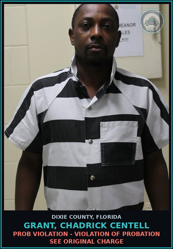 Booking mugshot of GRANT, CHADRICK CENTELL in Dixie County