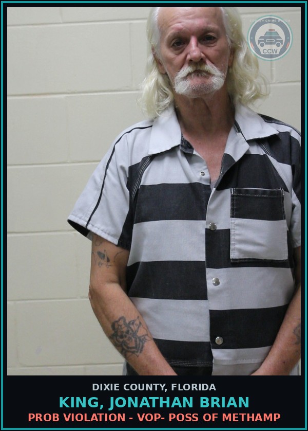 Booking mugshot of KING, JONATHAN BRIAN in Dixie County