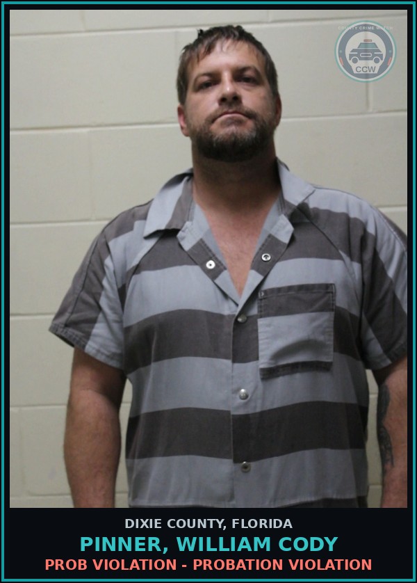 Booking mugshot of PINNER, WILLIAM CODY in Dixie County