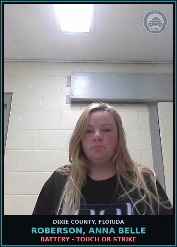 Booking mugshot of ROBERSON, ANNA BELLE in Dixie County