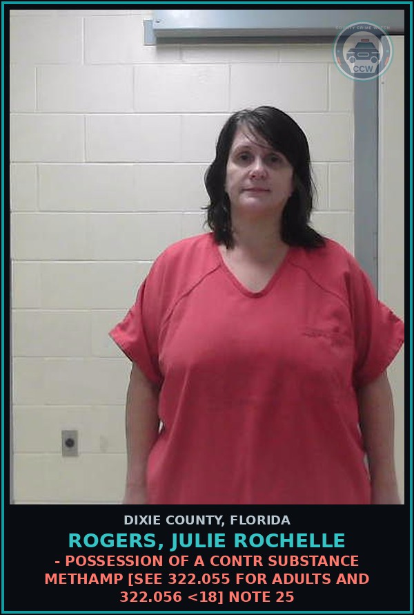Booking mugshot of ROGERS, JULIE ROCHELLE in Dixie County