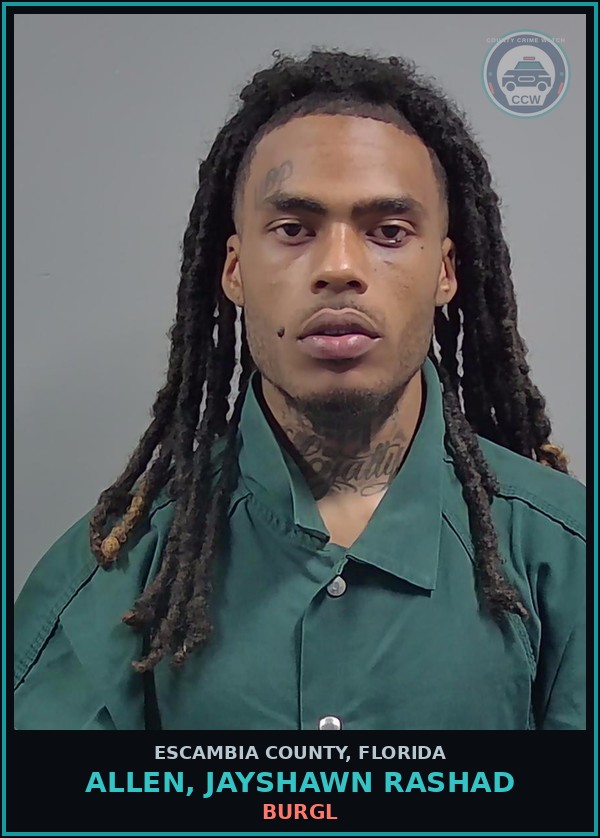 Booking mugshot of ALLEN, JAYSHAWN RASHAD in Escambia County