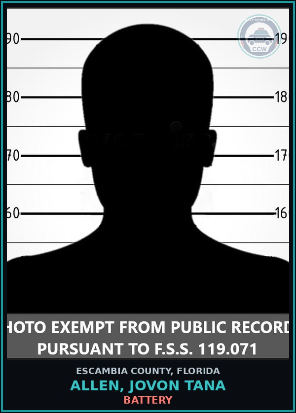 Booking mugshot of ALLEN, JOVON TANA in Escambia County