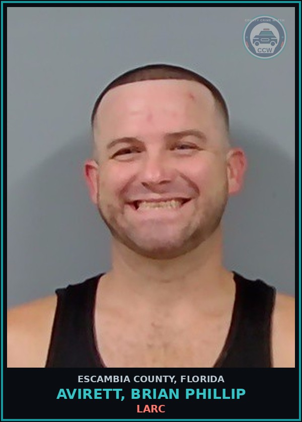 Booking mugshot of AVIRETT, BRIAN PHILLIP in Escambia County