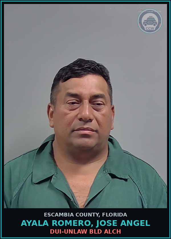 Booking mugshot of AYALA ROMERO, JOSE ANGEL in Escambia County