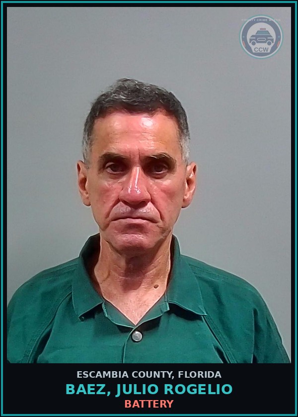 Booking mugshot of BAEZ, JULIO ROGELIO in Escambia County
