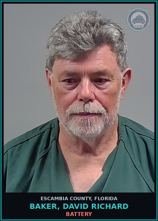 Booking mugshot of BAKER, DAVID RICHARD in Escambia County