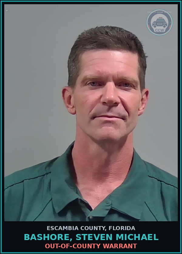 Booking mugshot of BASHORE, STEVEN MICHAEL in Escambia County