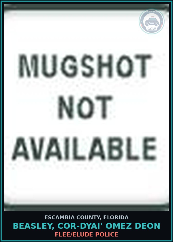 Booking mugshot of BEASLEY, COR-DYAI' OMEZ DEON in Escambia County