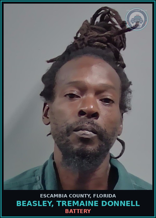 Booking mugshot of BEASLEY, TREMAINE DONNELL in Escambia County