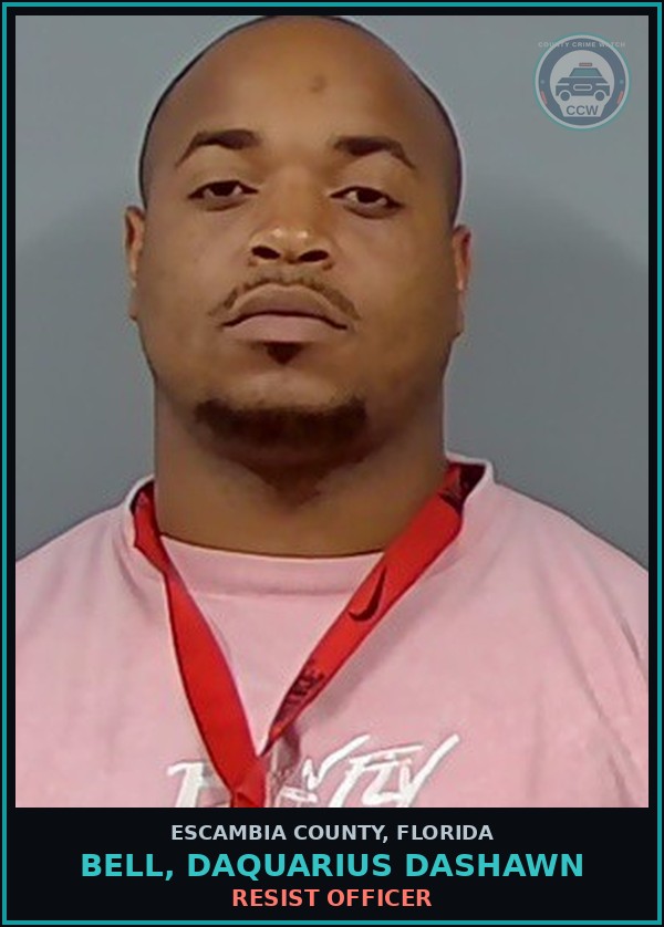 Booking mugshot of BELL, DAQUARIUS DASHAWN in Escambia County