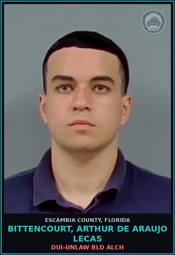Booking mugshot of BITTENCOURT, ARTHUR DE ARAUJO LECAS in Escambia County