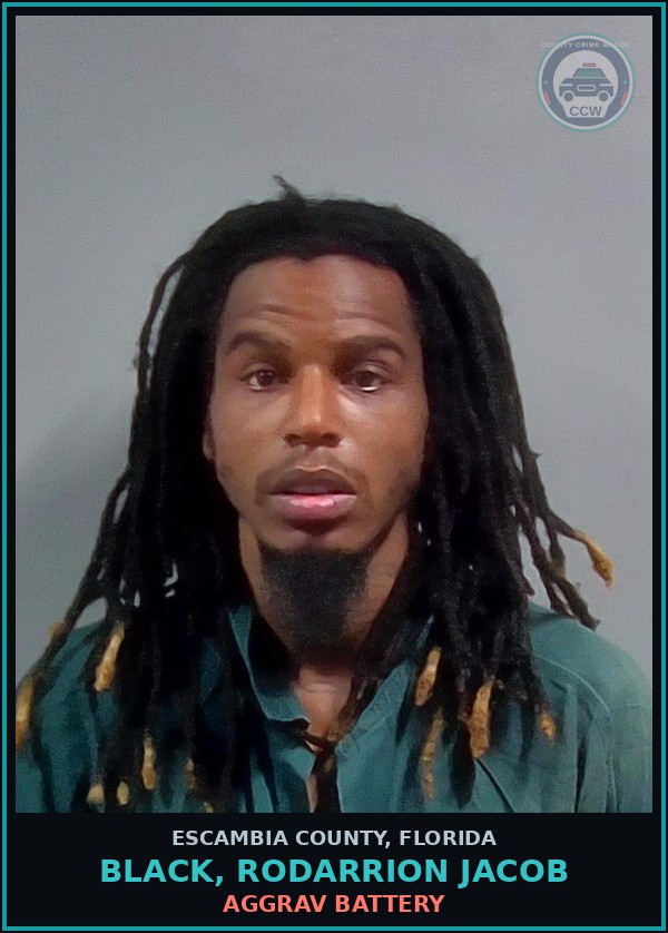Booking mugshot of BLACK, RODARRION JACOB in Escambia County