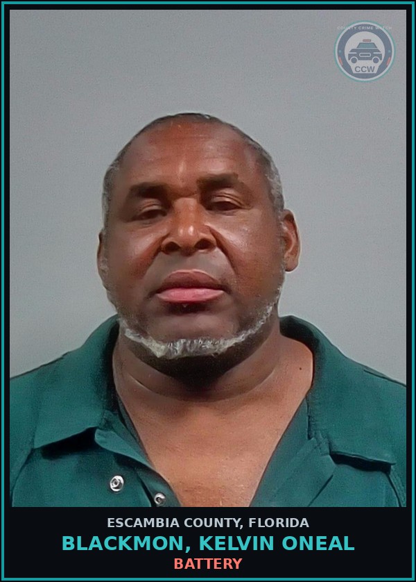Booking mugshot of BLACKMON, KELVIN ONEAL in Escambia County