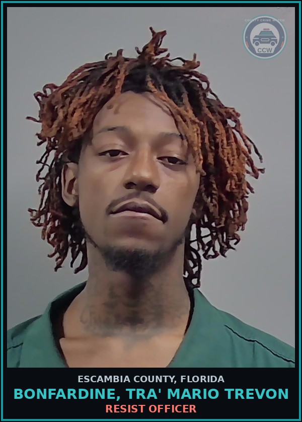 Booking mugshot of BONFARDINE, TRA' MARIO TREVON in Escambia County