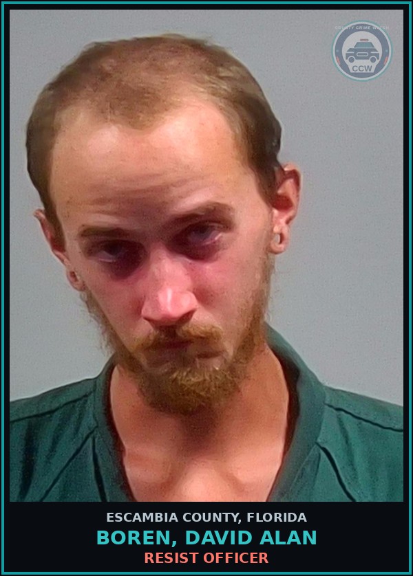 Booking mugshot of BOREN, DAVID ALAN in Escambia County