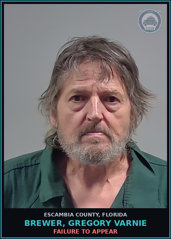 Booking mugshot of BREWER, GREGORY VARNIE in Escambia County