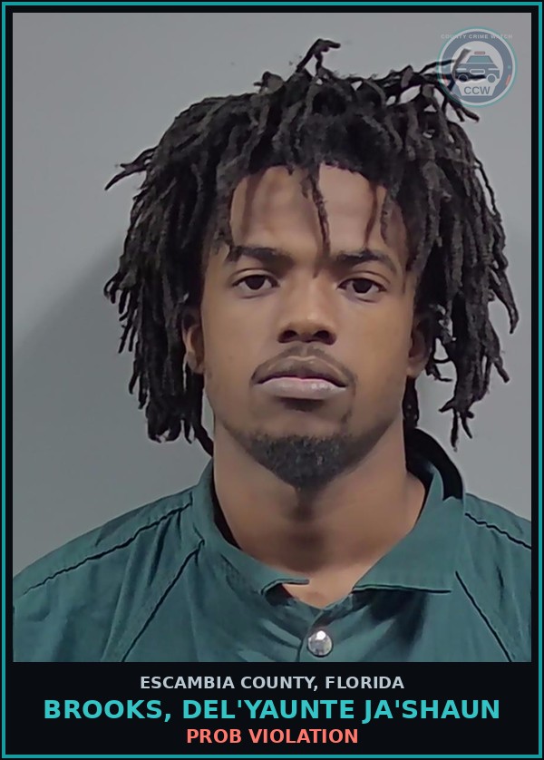 Booking mugshot of BROOKS, DEL'YAUNTE JA'SHAUN in Escambia County