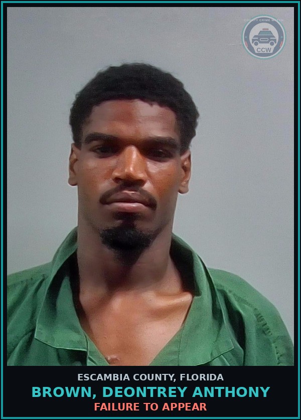 Booking mugshot of BROWN, DEONTREY ANTHONY in Escambia County