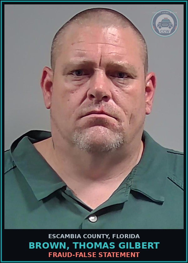 Booking mugshot of BROWN, THOMAS GILBERT in Escambia County