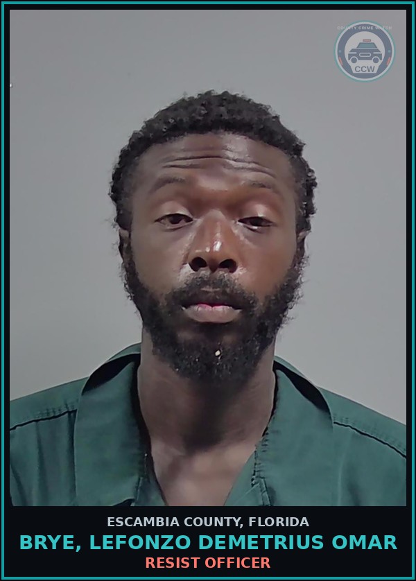Booking mugshot of BRYE, LEFONZO DEMETRIUS OMAR in Escambia County