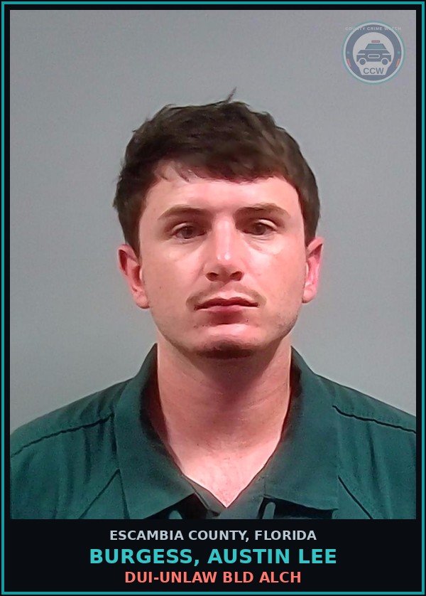 Booking mugshot of BURGESS, AUSTIN LEE in Escambia County