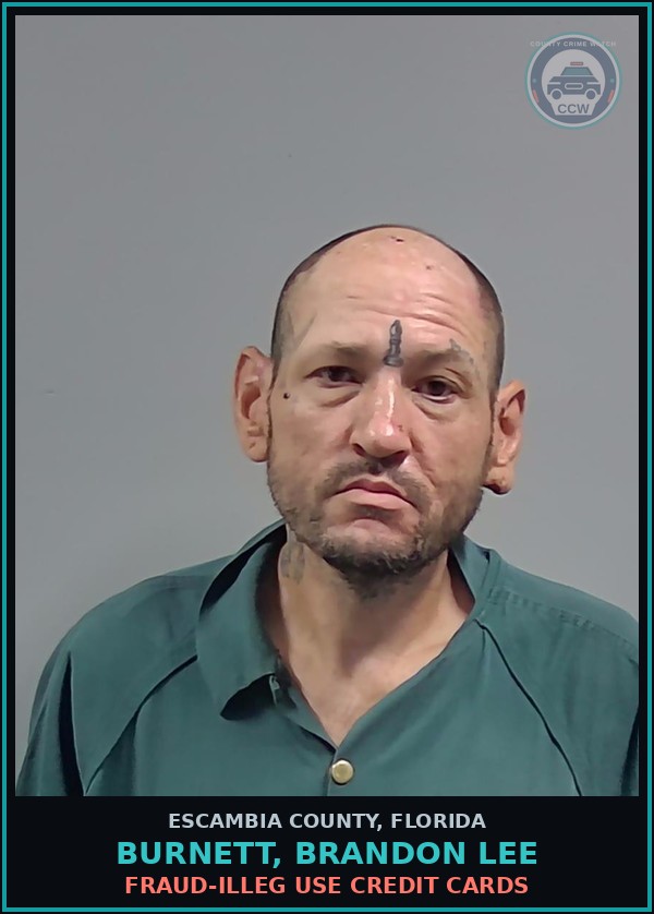 Booking mugshot of BURNETT, BRANDON LEE in Escambia County