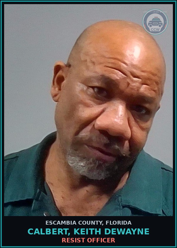 Booking mugshot of CALBERT, KEITH DEWAYNE in Escambia County