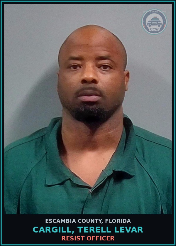 Booking mugshot of CARGILL, TERELL LEVAR in Escambia County