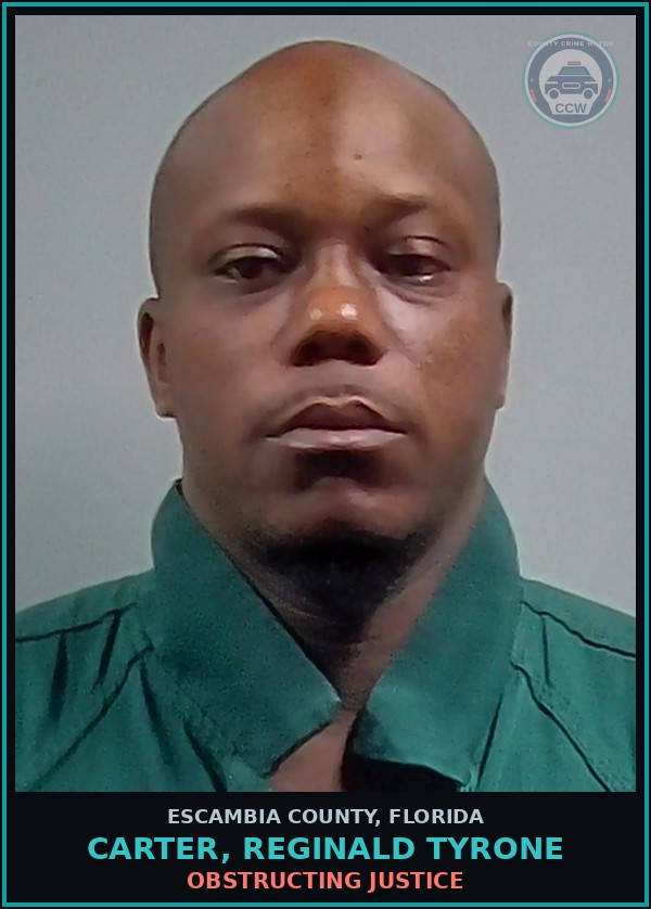 Booking mugshot of CARTER, REGINALD TYRONE in Escambia County