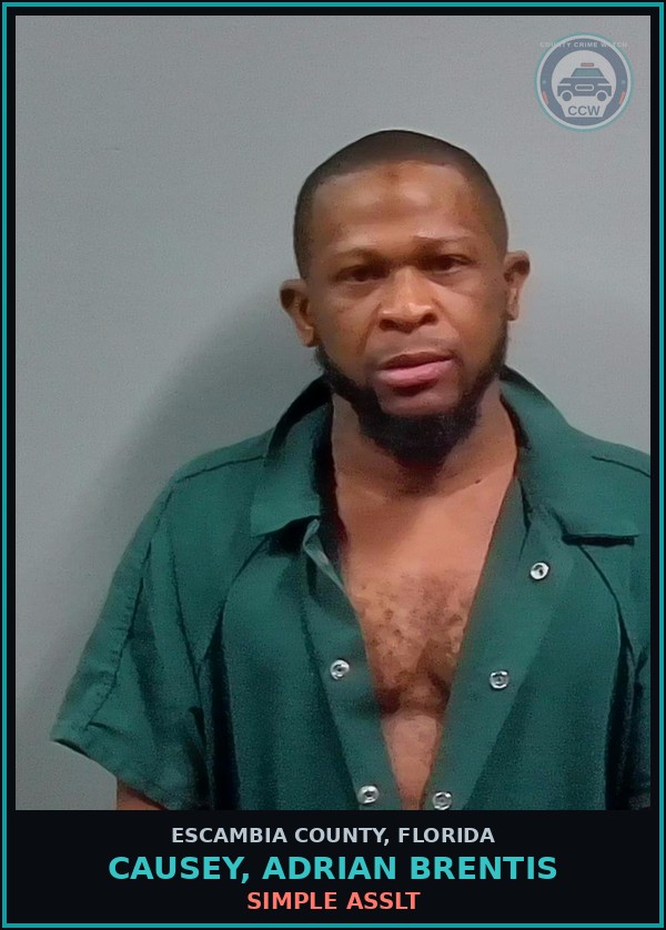 Booking mugshot of CAUSEY, ADRIAN BRENTIS in Escambia County