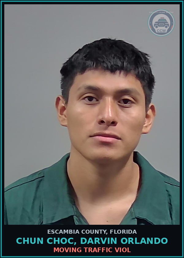 Booking mugshot of CHUN CHOC, DARVIN ORLANDO in Escambia County