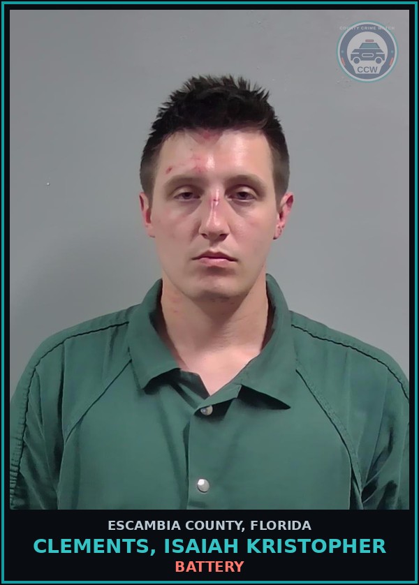 Booking mugshot of CLEMENTS, ISAIAH KRISTOPHER in Escambia County