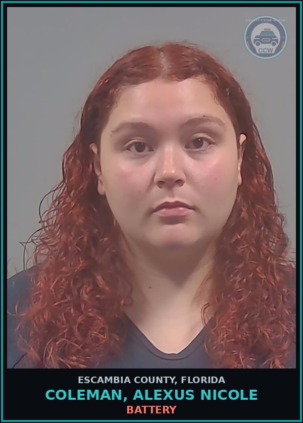 Booking mugshot of COLEMAN, ALEXUS NICOLE in Escambia County