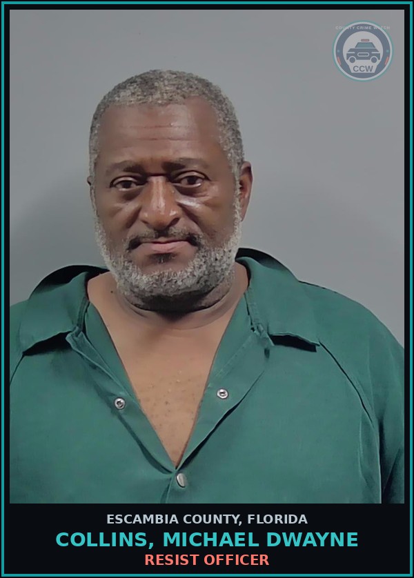 Booking mugshot of COLLINS, MICHAEL DWAYNE in Escambia County