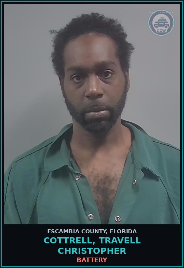 Booking mugshot of COTTRELL, TRAVELL CHRISTOPHER in Escambia County