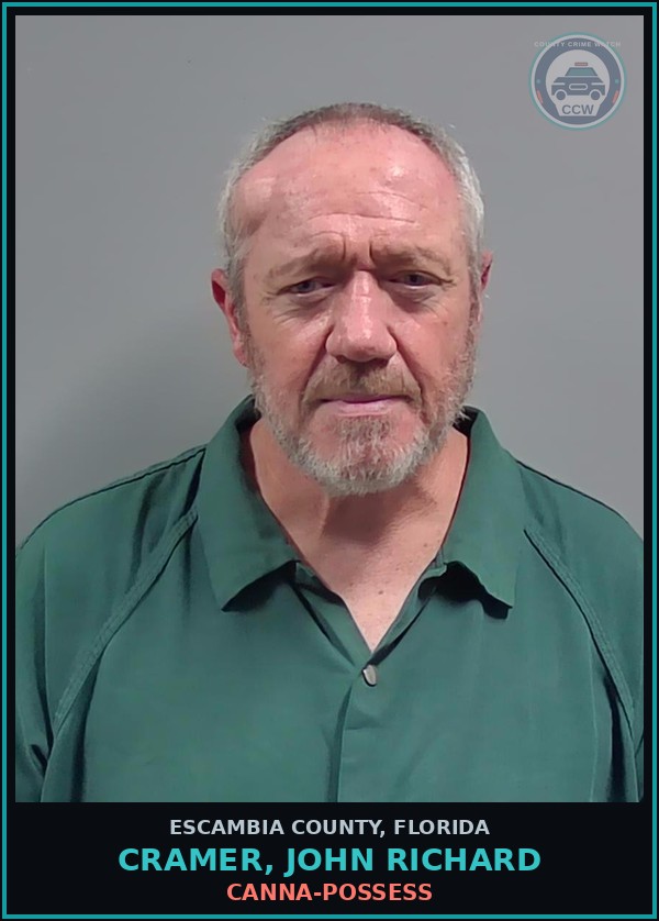 Booking mugshot of CRAMER, JOHN RICHARD in Escambia County