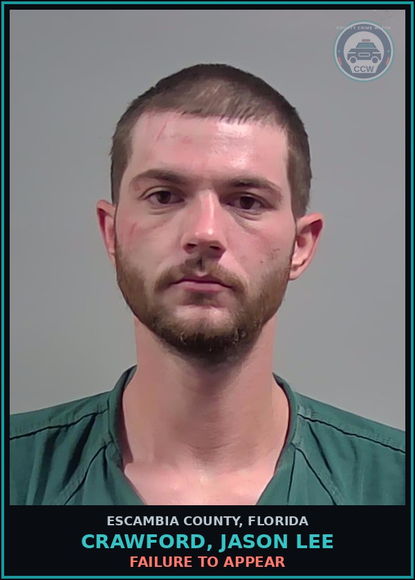 Booking mugshot of CRAWFORD, JASON LEE in Escambia County