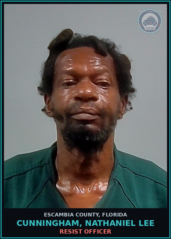 Booking mugshot of CUNNINGHAM, NATHANIEL LEE in Escambia County